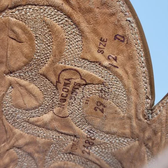 Vintage Nocona Boots Mens 12D Brown Lizard Leather Western Cowboy Rodeo Classic