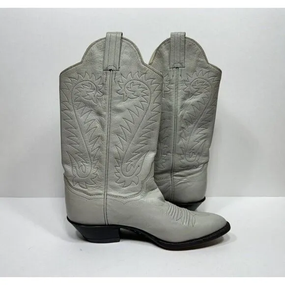 Vintage Panhandle Slim Grey Leather Cowboy Cowgirl Western Boots Women’s Sz 6 B