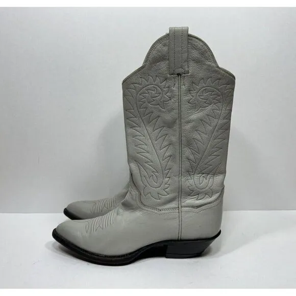 Vintage Panhandle Slim Grey Leather Cowboy Cowgirl Western Boots Women’s Sz 6 B