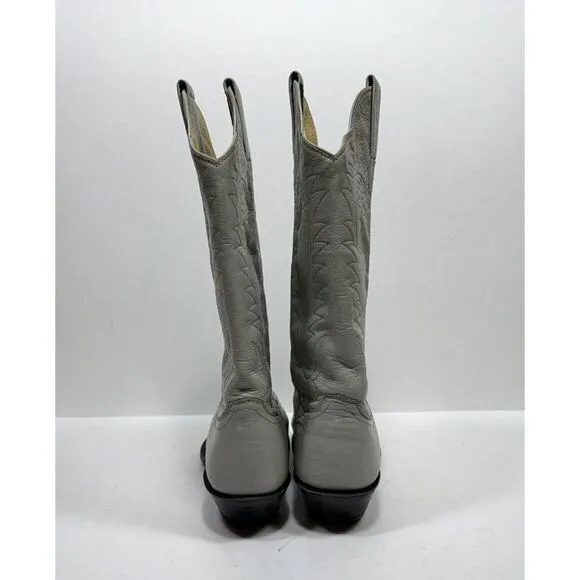 Vintage Panhandle Slim Grey Leather Cowboy Cowgirl Western Boots Women’s Sz 6 B