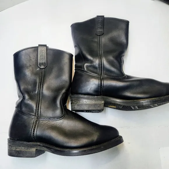 Vintage RED WING Pecos boots Mens Size 10 Black Leather Union Made in USA