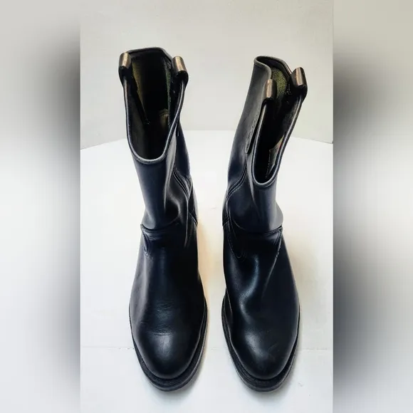Vintage RED WING Pecos boots Mens Size 10 Black Leather Union Made in USA