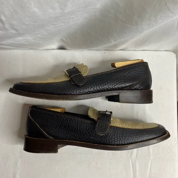 Vintage R.MARTEGANI leather Men's Brown and Cream Loafers size 10.5