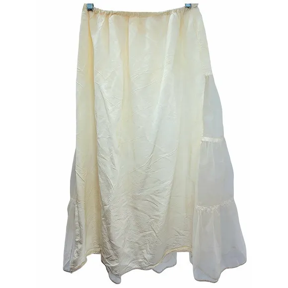 Vintage‎ Rockabilly Crinoline Elastic Waist Teared Maxi Skirt