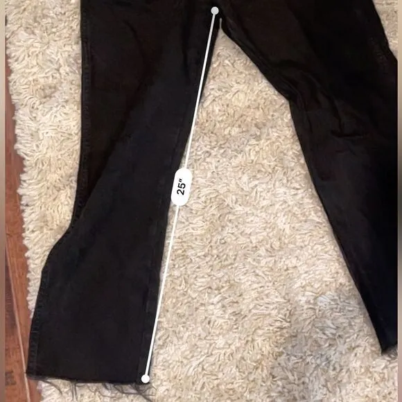 Vintage Rustler Women’s Black High Rise 90’s Fringe Hem Mom Jeans Sz 29x30