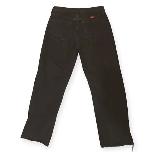 Vintage Rustler Women’s Black High Rise 90’s Fringe Hem Mom Jeans Sz 29x30