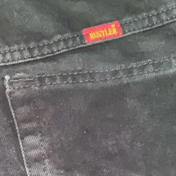 Vintage Rustler Women’s Black High Rise 90’s Fringe Hem Mom Jeans Sz 29x30