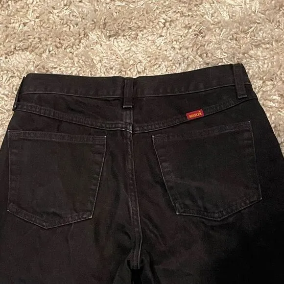 Vintage Rustler Women’s Black High Rise 90’s Fringe Hem Mom Jeans Sz 29x30