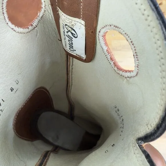 Vintage Ryon's Cowboy Boots Leather Tan Women's Size 8D