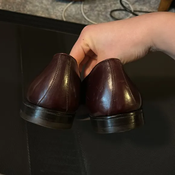 Vintage Salvatore Ferragamo Croc Embossed Burgundy Leather Tassel Penny Loafers