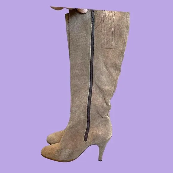 Vintage suede taupe knee
