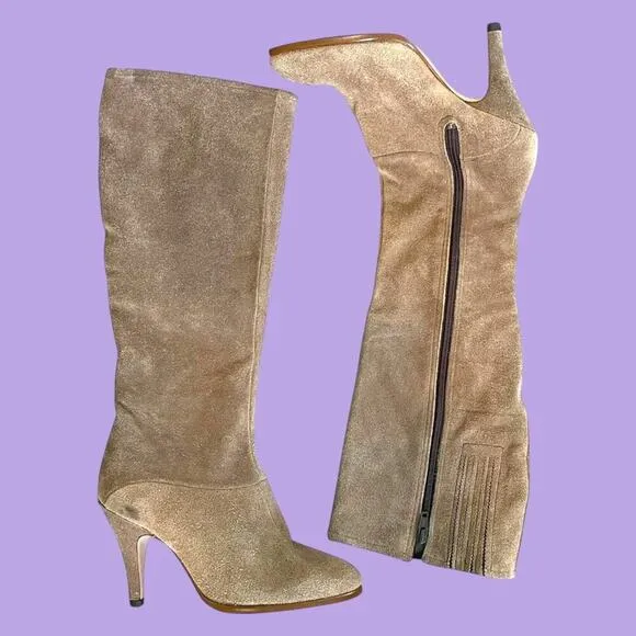 Vintage suede taupe knee