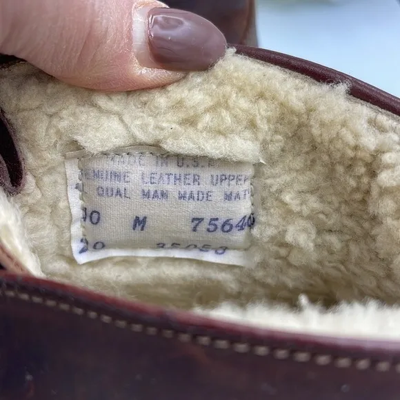 Vintage Timberland Men's Chukka Brown leather Boots Fur Size 10 W Made in USA