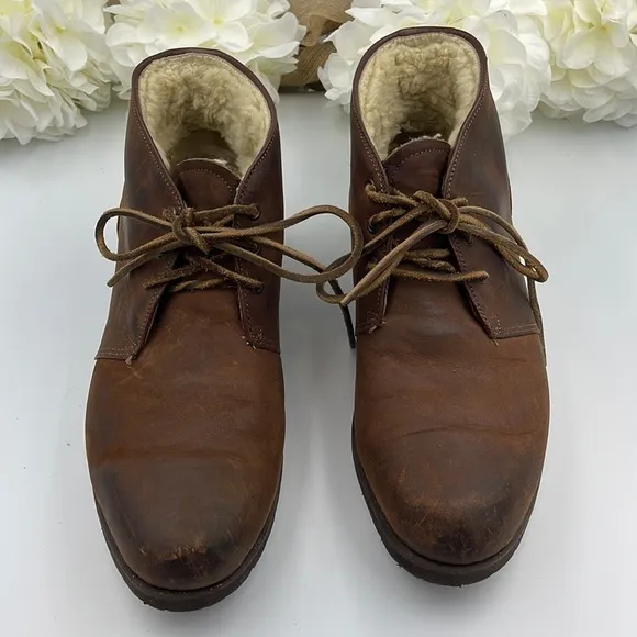 Vintage Timberland Men's Chukka Brown leather Boots Fur Size 10 W Made in USA