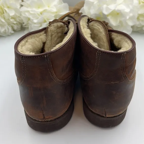 Vintage Timberland Men's Chukka Brown leather Boots Fur Size 10 W Made in USA