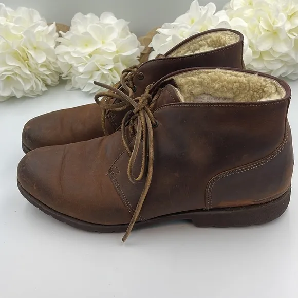 Vintage Timberland Men's Chukka Brown leather Boots Fur Size 10 W Made in USA
