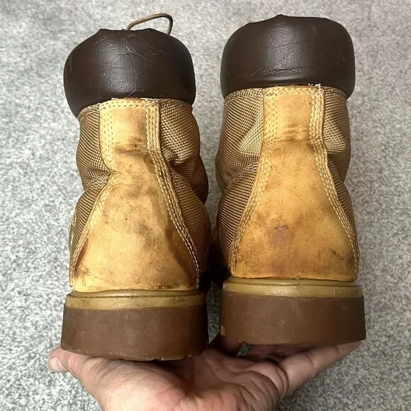 Vintage Timberland Premium Canvas Leather Heel Classic Boots Wheat‎ Mens 11.5