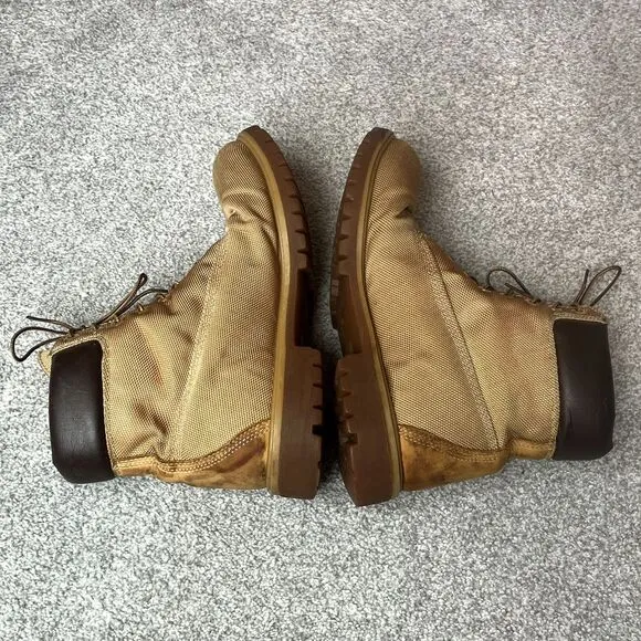 Vintage Timberland Premium Canvas Leather Heel Classic Boots Wheat‎ Mens 11.5