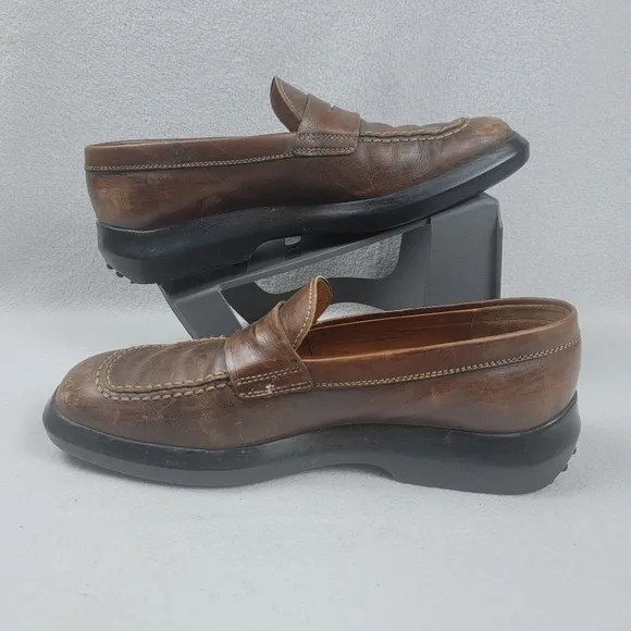 Vintage Tod's Leather Penny Loafers Men's Shoes Size 10 Brown Slip-On Casual Pre