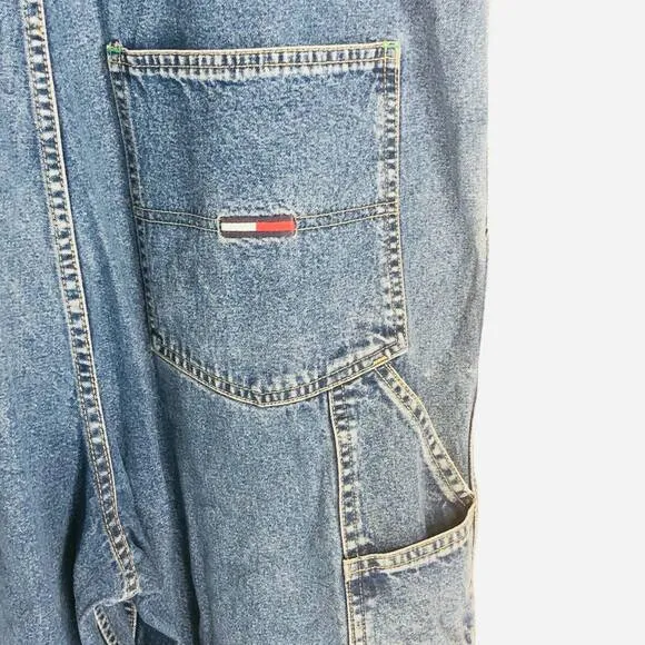 Vintage Tommy Hilfiger Denim Overalls, Retro Hip Hop Fashion, Size Medium
