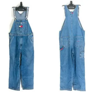 Vintage Tommy Hilfiger Denim Overalls, Retro Hip Hop Fashion, Size Medium