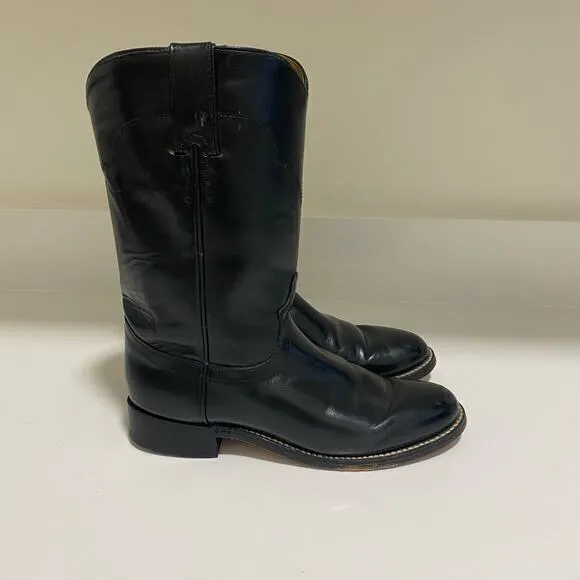 Vintage Tony Lama‎ Black Roper Cowboy Boots Western Size 5