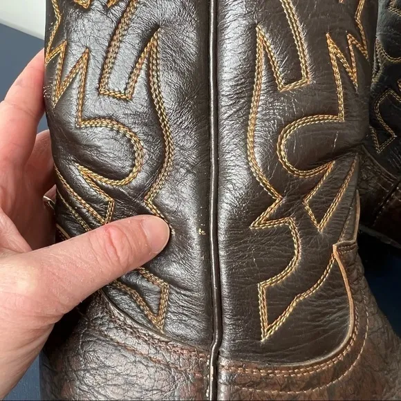 Vintage Tony Lama Brown Classic Leather Western Embroidered Cowboy Boots Size 6