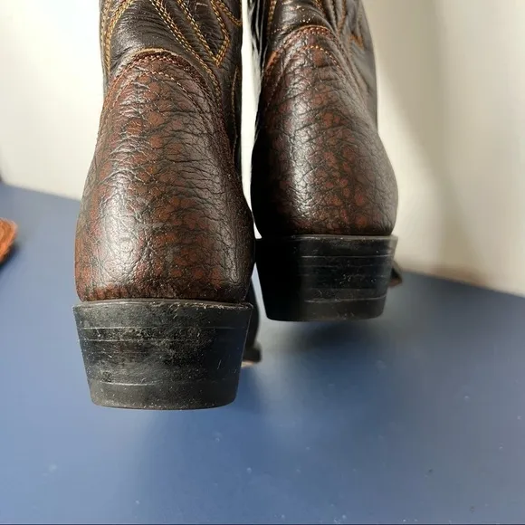 Vintage Tony Lama Brown Classic Leather Western Embroidered Cowboy Boots Size 6