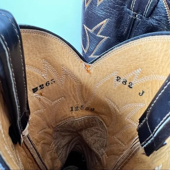 Vintage Tony Lama Brown Classic Leather Western Embroidered Cowboy Boots Size 6