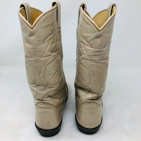 Vintage Tony Lama Cream Cowboy Boots