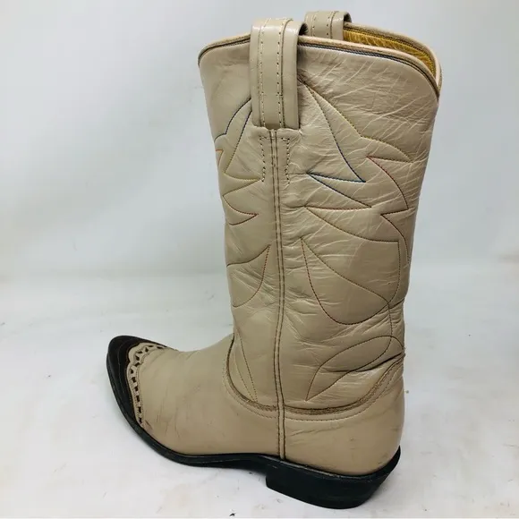 Vintage Tony Lama Cream Cowboy Boots