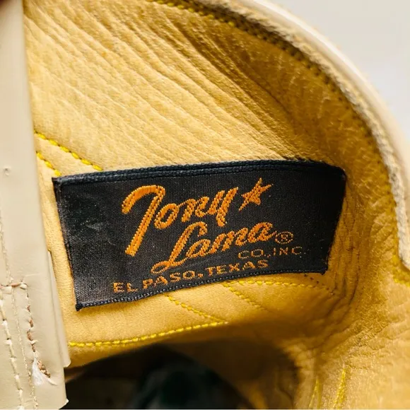 Vintage Tony Lama Cream Cowboy Boots