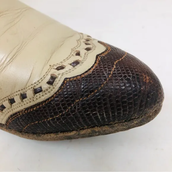 Vintage Tony Lama Cream Cowboy Boots