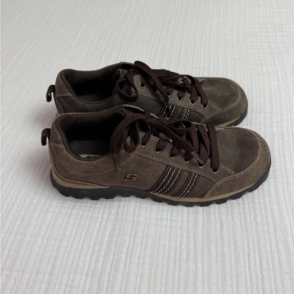Vintage Y2K 90’s Skechers Brown Leather Lace Up Sneakers Size 10 Retro Casual