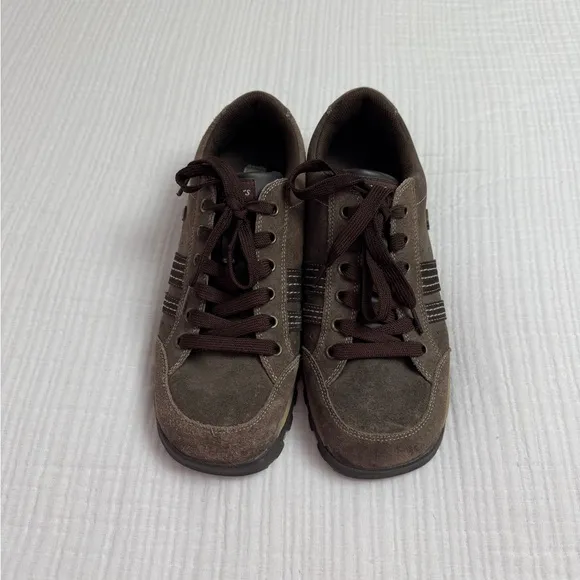 Vintage Y2K 90’s Skechers Brown Leather Lace Up Sneakers Size 10 Retro Casual