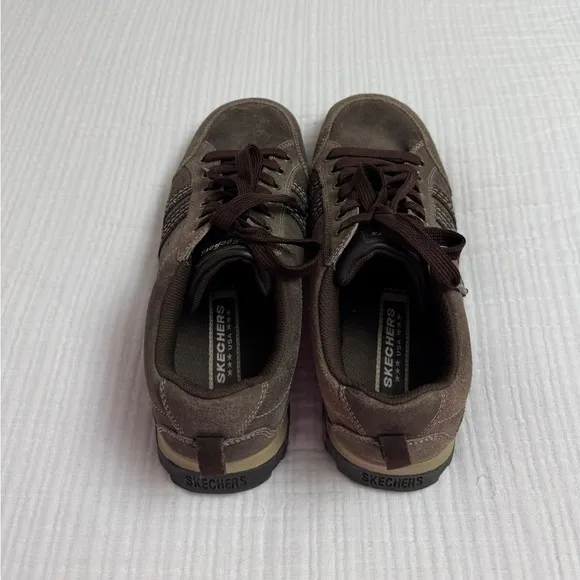 Vintage Y2K 90’s Skechers Brown Leather Lace Up Sneakers Size 10 Retro Casual