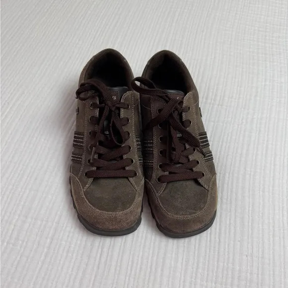 Vintage Y2K 90’s Skechers Brown Leather Lace Up Sneakers Size 10 Retro Casual