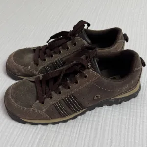 Vintage Y2K 90’s Skechers Brown Leather Lace Up Sneakers Size 10 Retro Casual