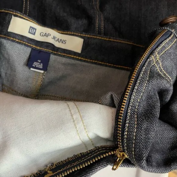 Vintage Y2K Gap Dark Wash Utility Denim Jean Skirt Classic Knee Length womens 12