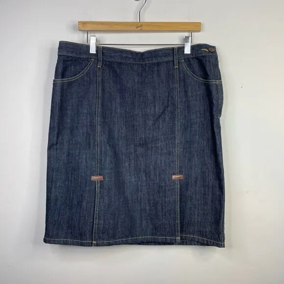 Vintage Y2K Gap Dark Wash Utility Denim Jean Skirt Classic Knee Length womens 12