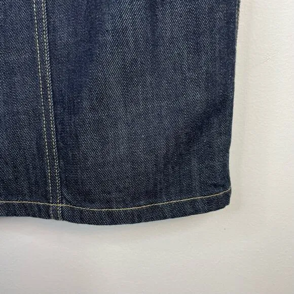 Vintage Y2K Gap Dark Wash Utility Denim Jean Skirt Classic Knee Length womens 12