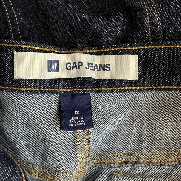 Vintage Y2K Gap Dark Wash Utility Denim Jean Skirt Classic Knee Length womens 12