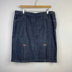 Vintage Y2K Gap Dark Wash Utility Denim Jean Skirt Classic Knee Length womens 12