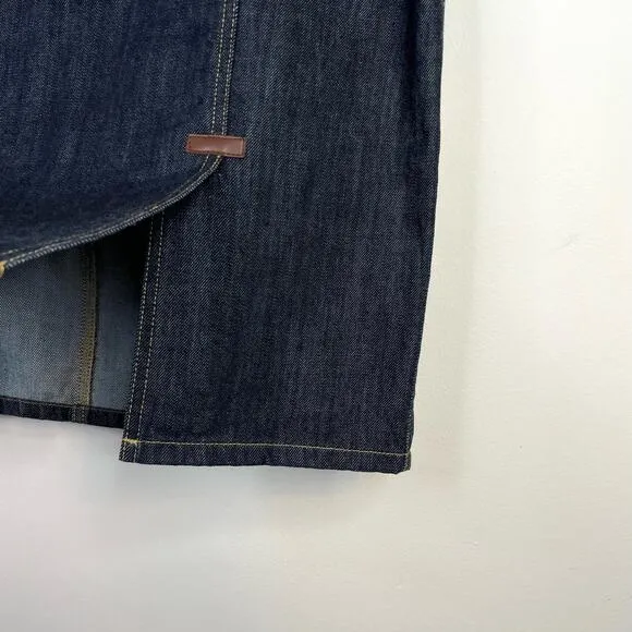 Vintage Y2K Gap Dark Wash Utility Denim Jean Skirt Classic Knee Length womens 12