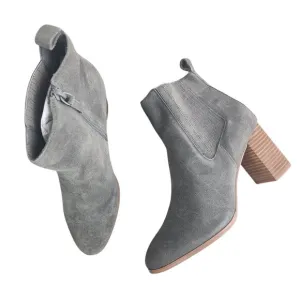 Violet &amp; Red Meaghan Heeled Suede Ankle Boot Bootie Grey Womens Size 9.5