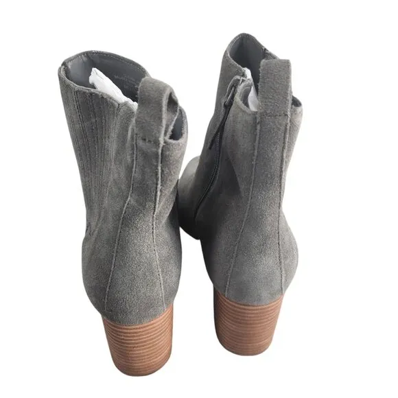Violet &amp; Red Meaghan Heeled Suede Ankle Boot Bootie Grey Womens Size 9.5