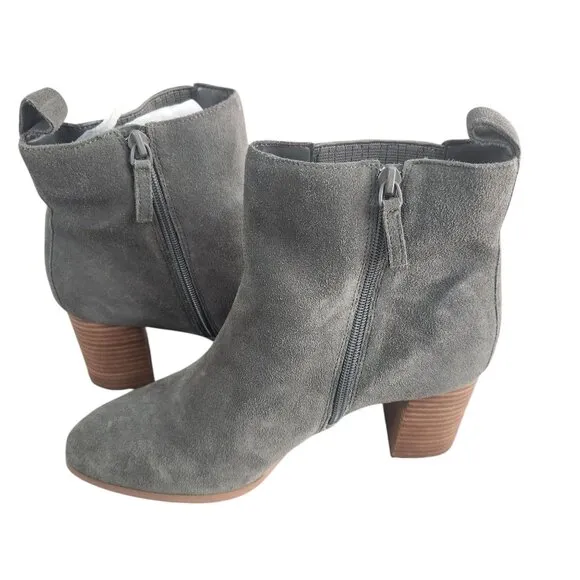 Violet &amp; Red Meaghan Heeled Suede Ankle Boot Bootie Grey Womens Size 9.5