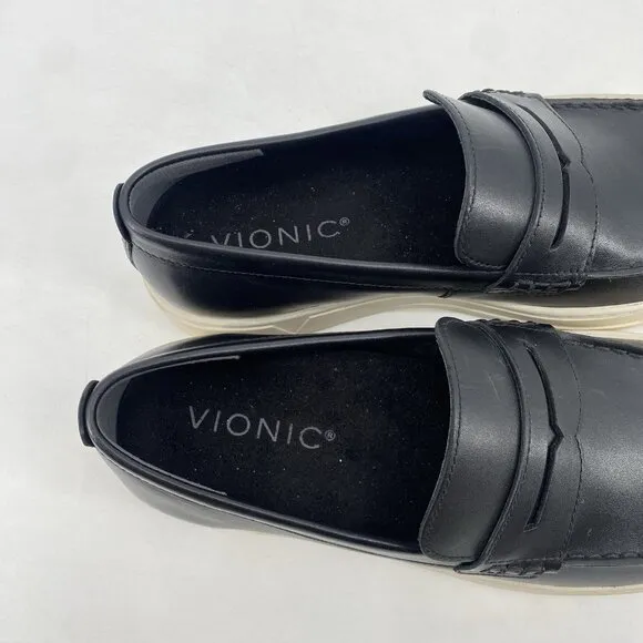 Vionic Men's 8.5 Thompson Slip On Loafers Black Leather