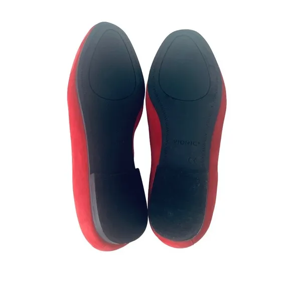 Vionic Suede Leather Loafers Women Size 7.5 Red Casual Outdoor Comfy