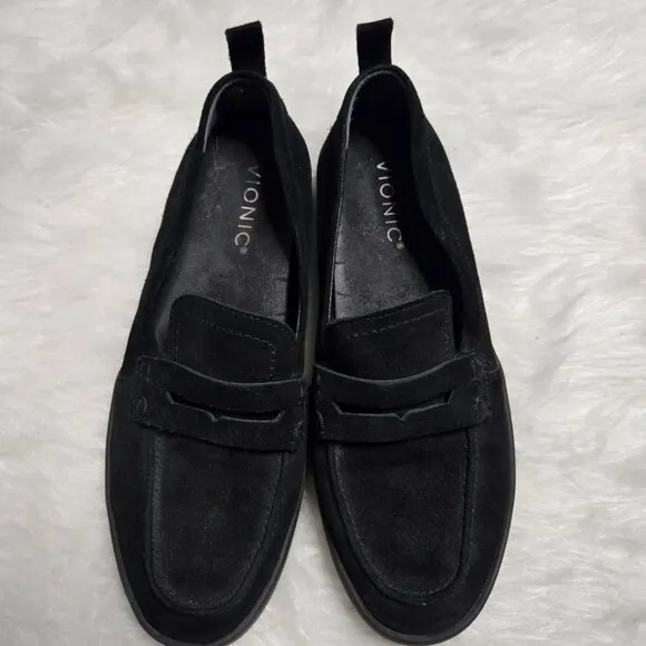 Vionic Uptown Black Suede Slip On Loafers, 7.5